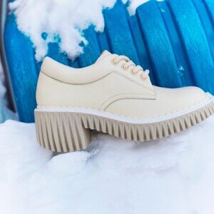 NEW 4CCCCEES Leather Plita Cita Heeled Loafers in ivory for women 825 10m5